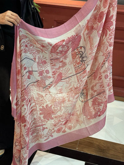 EXOTIC PARADISE CASHMERE SCARF 200 CM CREPE PINK MIX COLORFUL CASHMERE