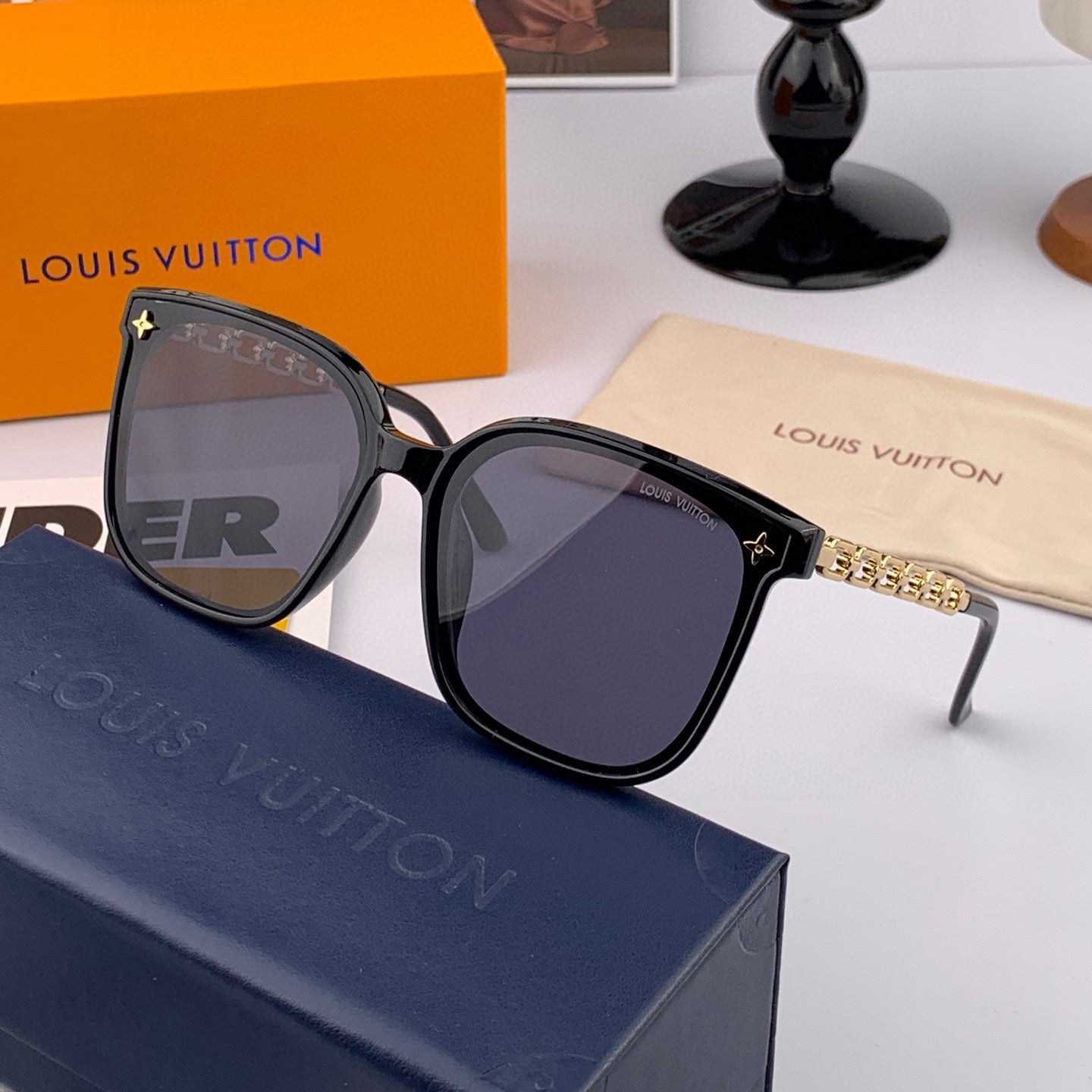 CHAIN SQUARE SUNGLASSES L8233 IN ACETATE