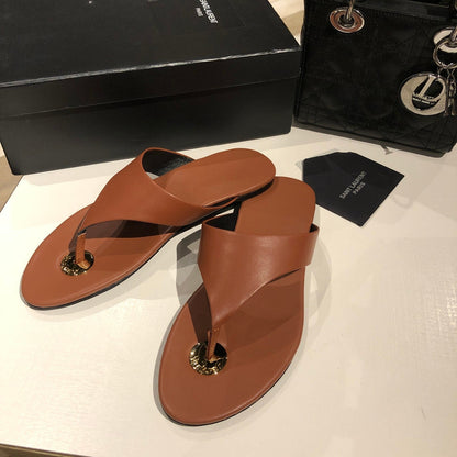 FLAT THONG IN BRONZE BROWN CALFSKIN