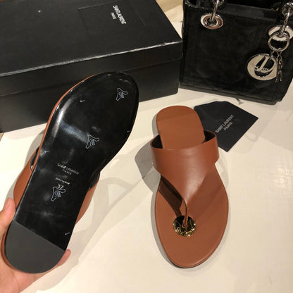 FLAT THONG IN BRONZE BROWN CALFSKIN