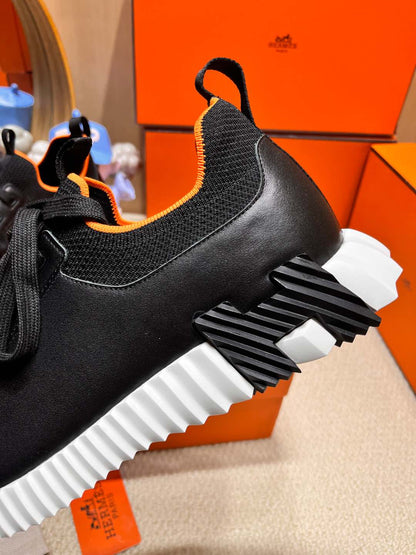 DEPART SLIP-ON SNEAKER IN BLACK MIX WHITE KNIT AND CALFSKIN