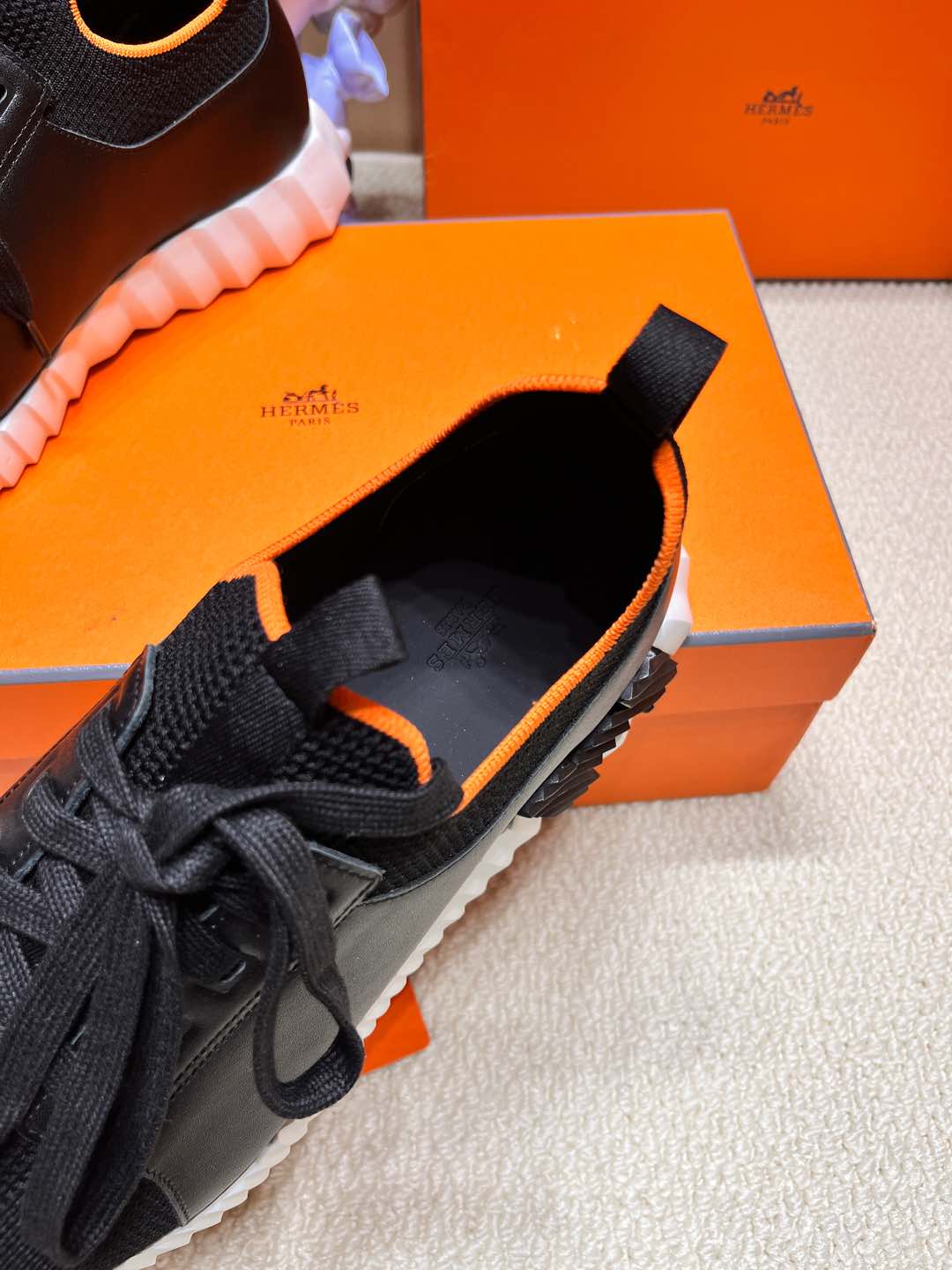 DEPART SLIP-ON SNEAKER IN BLACK MIX WHITE KNIT AND CALFSKIN