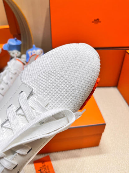 DEPART SLIP-ON SNEAKER IN FULL WHITE KNIT AND CALFSKIN