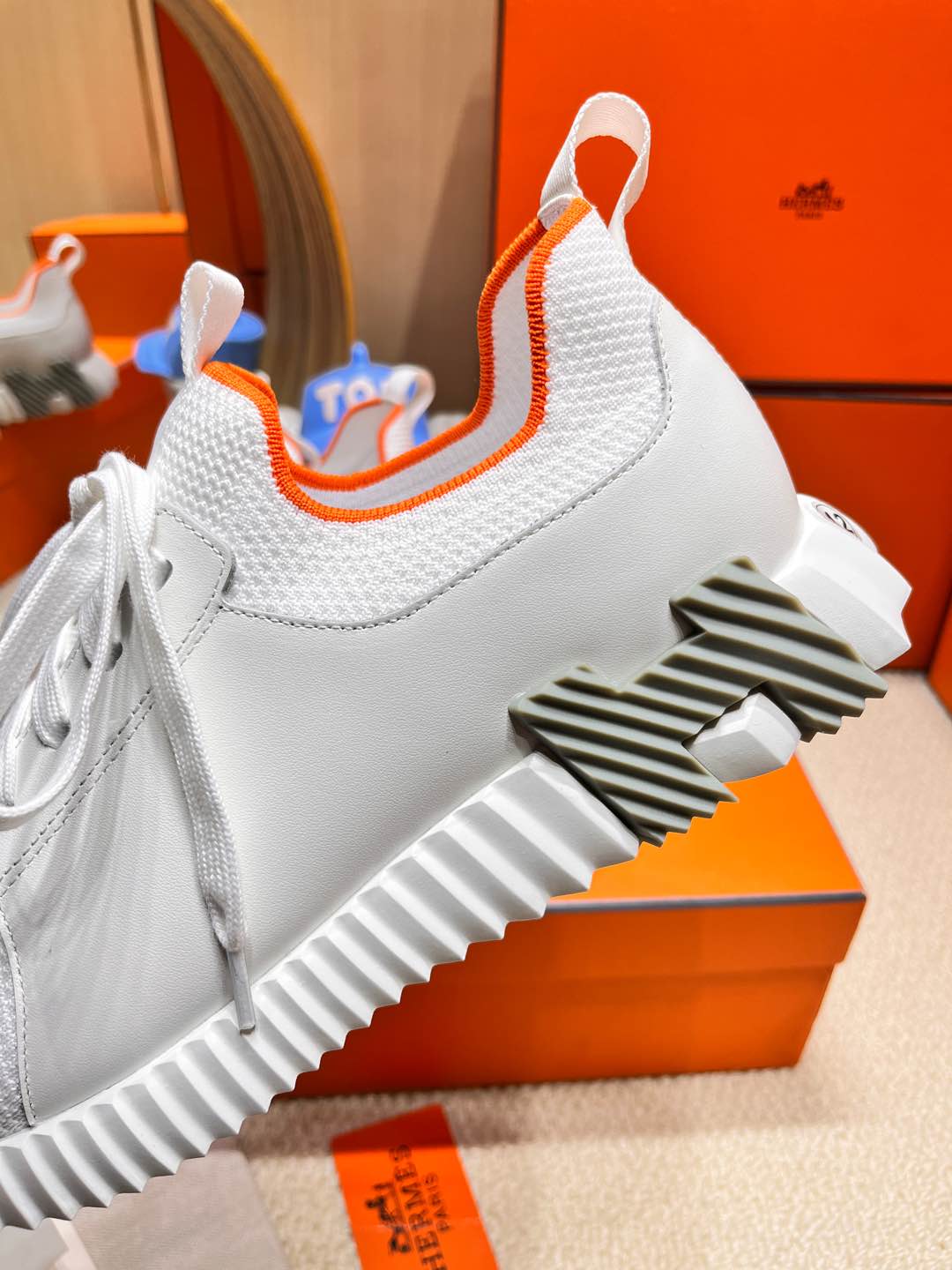 DEPART SLIP-ON SNEAKER IN FULL WHITE KNIT AND CALFSKIN