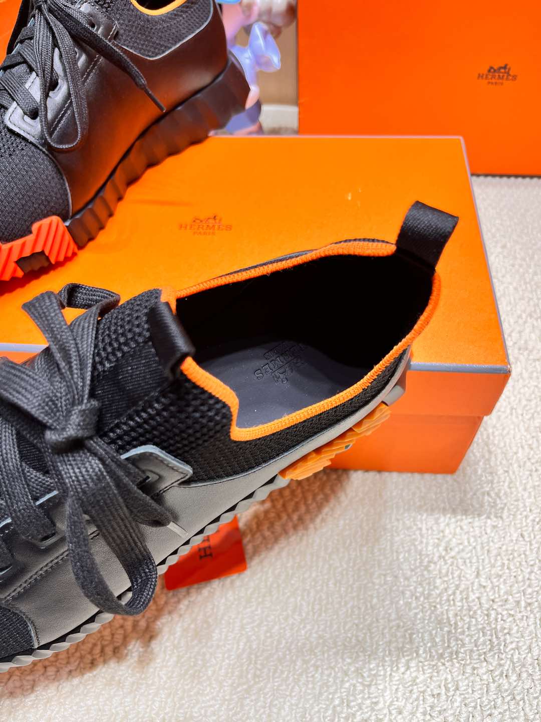 DEPART SLIP-ON SNEAKER IN BLACK KNIT AND CALFSKIN