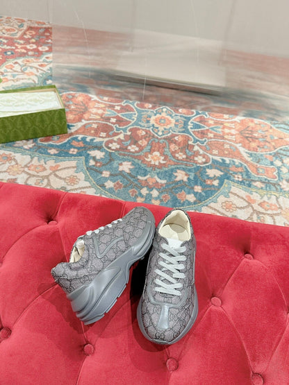 GG RHYTON TRAINER GRAY CALFSKIN