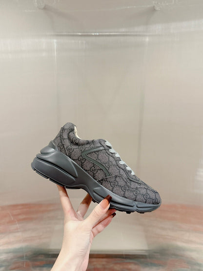 GG RHYTON TRAINER GRAY CALFSKIN