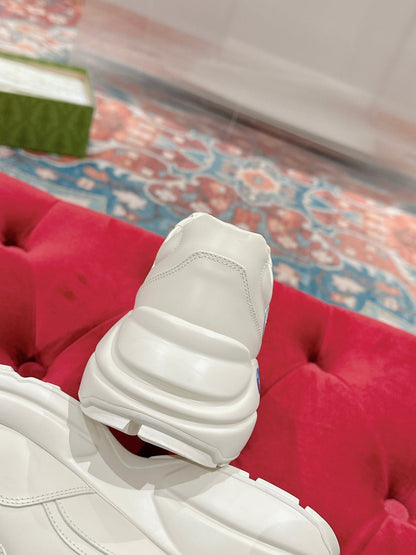 GG RHYTON TRAINER WHITE CALFSKIN WITH MULTI PATTERNS