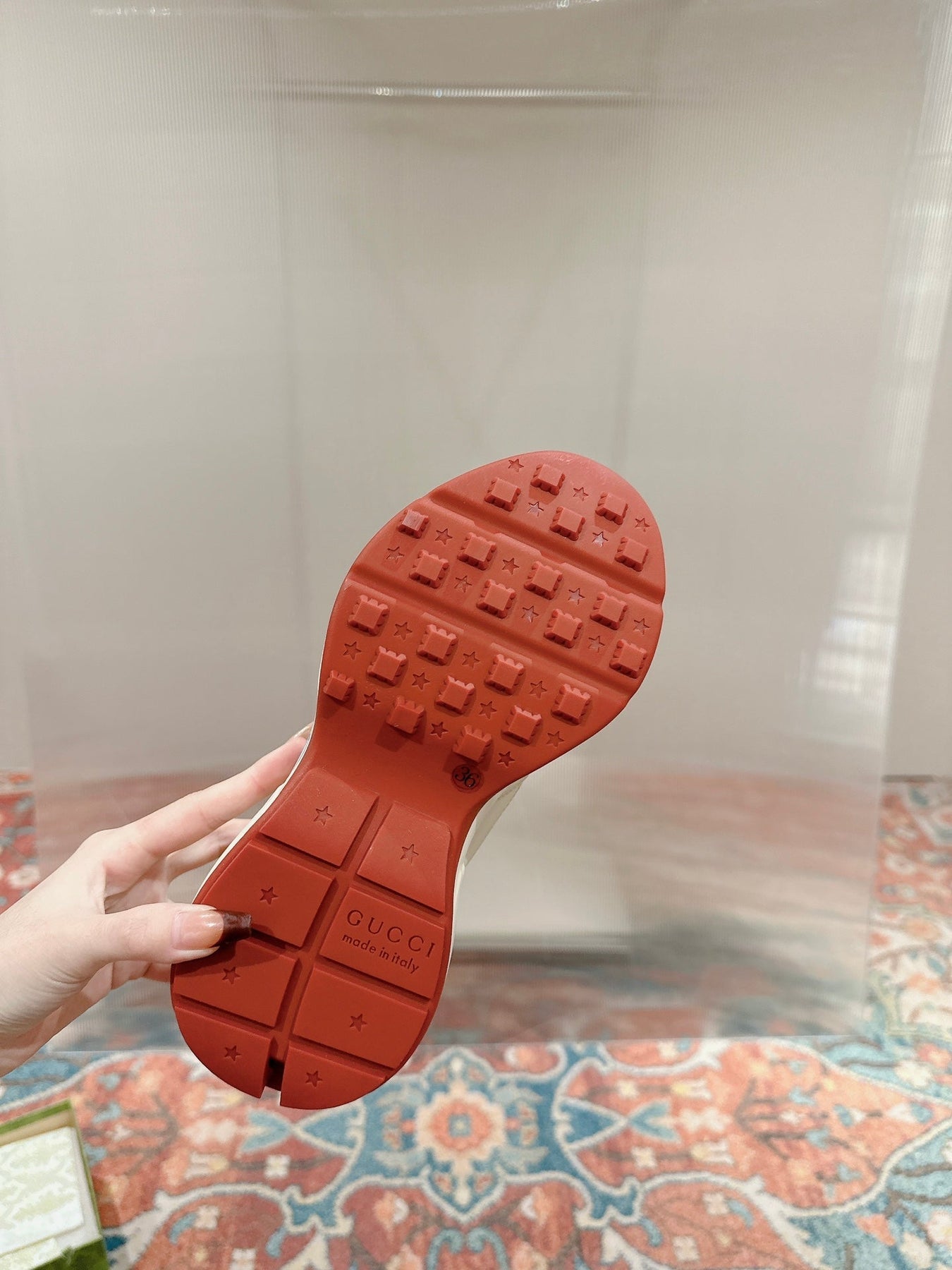 GG RHYTON TRAINER WHITE CALFSKIN WITH DOREMON MOTIF