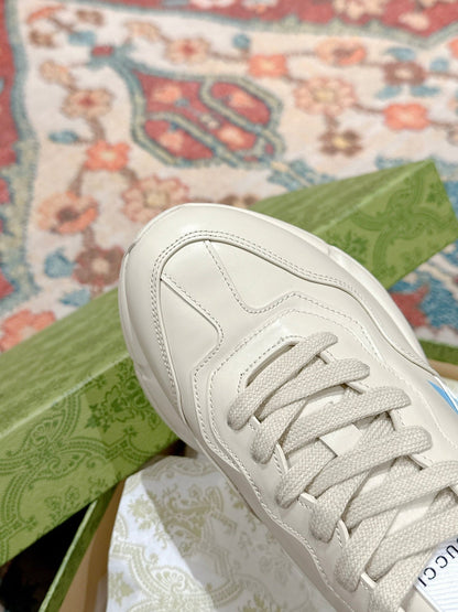 GG RHYTON LOGO TRAINER WHITE CALFSKIN