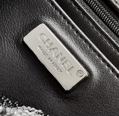 CC 21 EVENING BAG IN BLACK MIX SILVER CALFSKIN