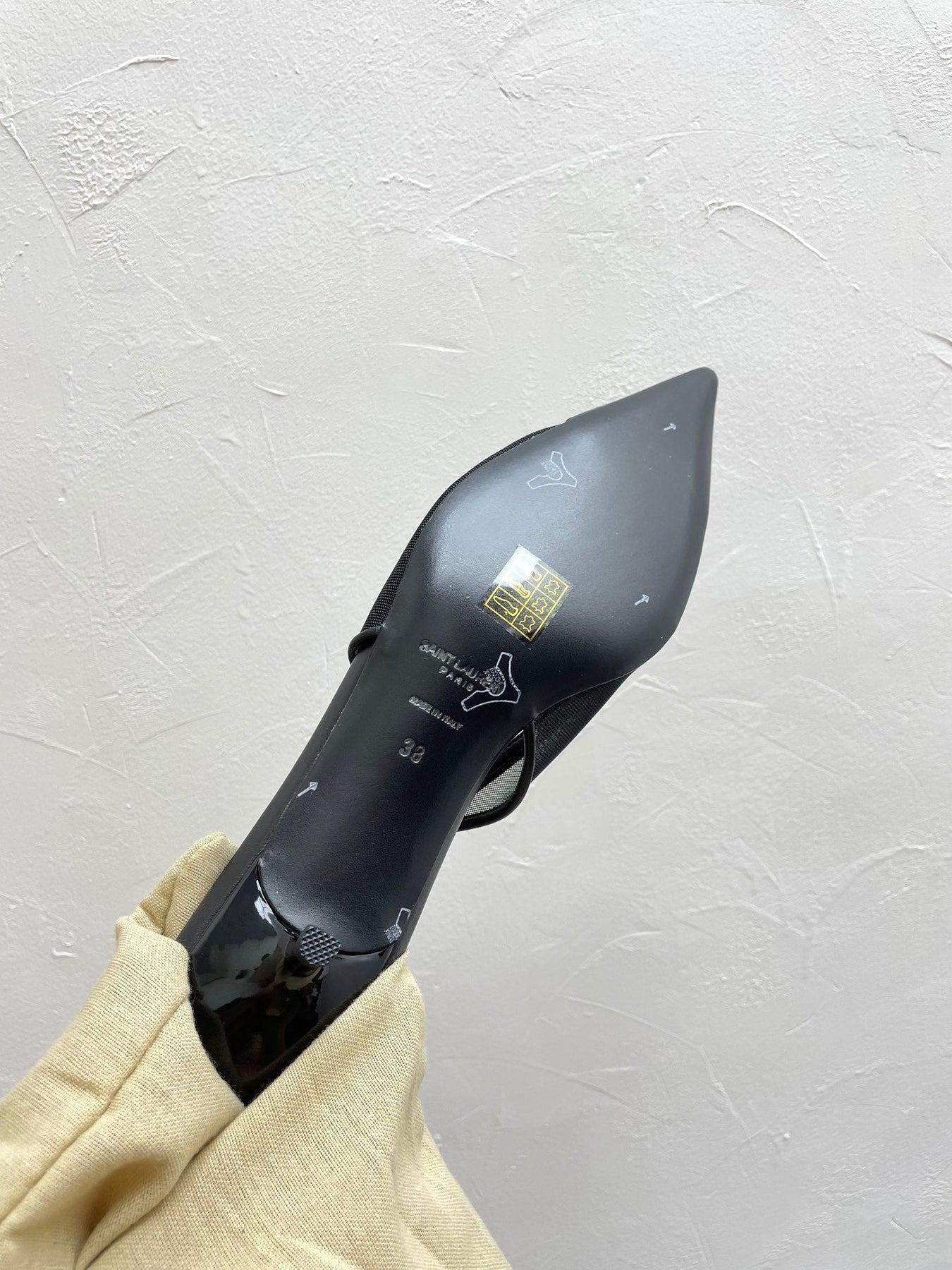 OXALIS SLINGBACK PUMPS 30 IN MESH BLACK LEATHER