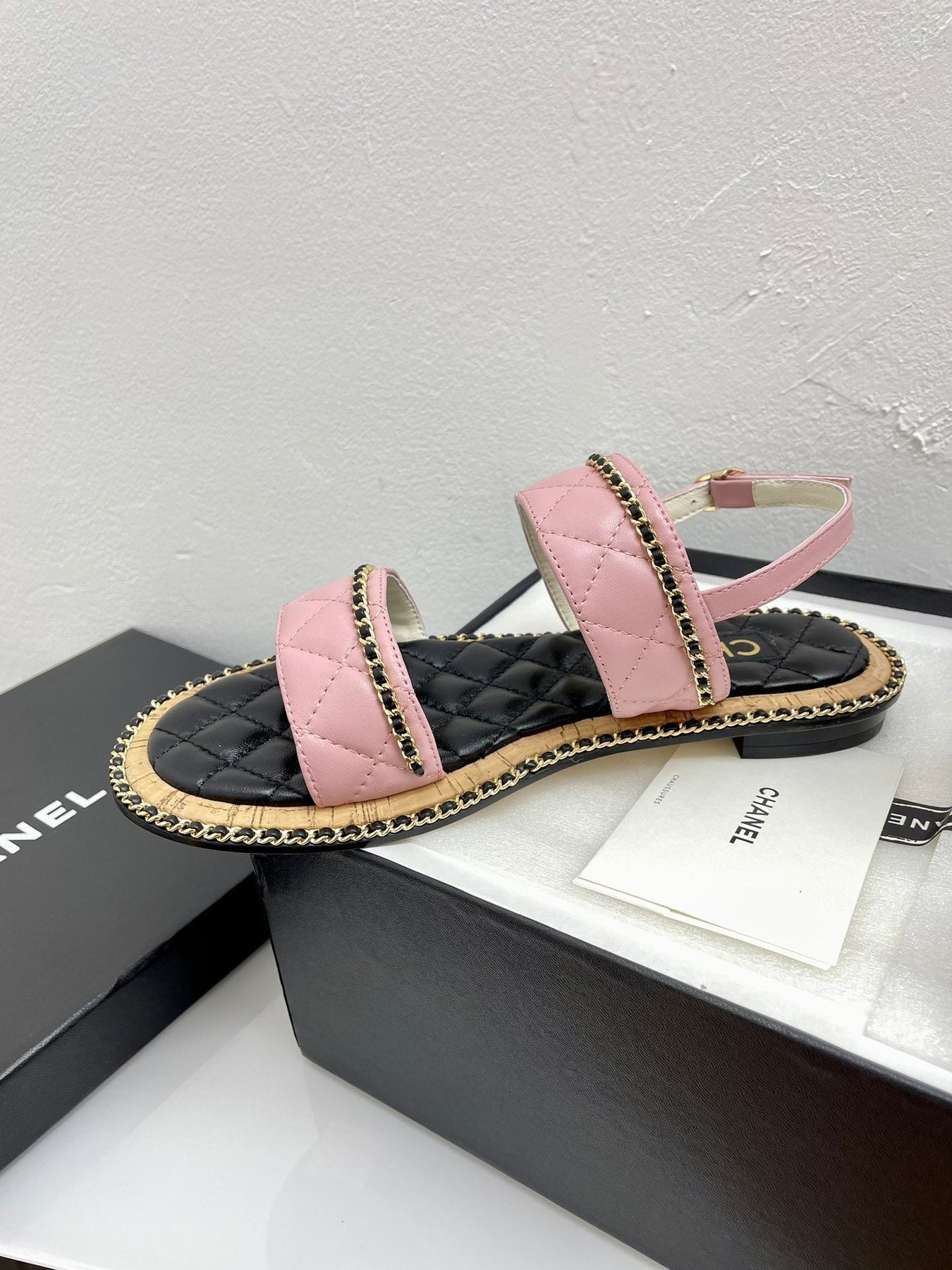 DOUBLE STRAPS SANDALS IN LIGHT PINK LAMBSKIN