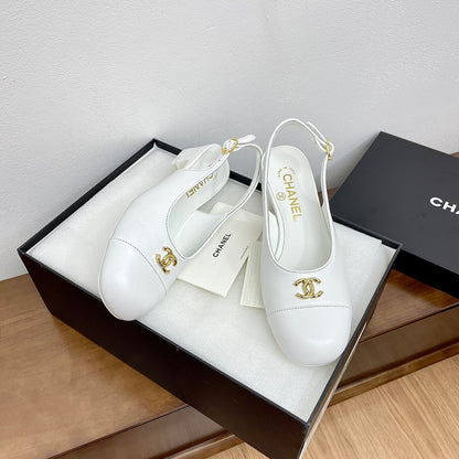 HIGH SLINGBACKS WHITE CALFSKIN