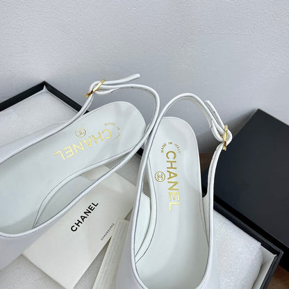 HIGH SLINGBACKS WHITE CALFSKIN