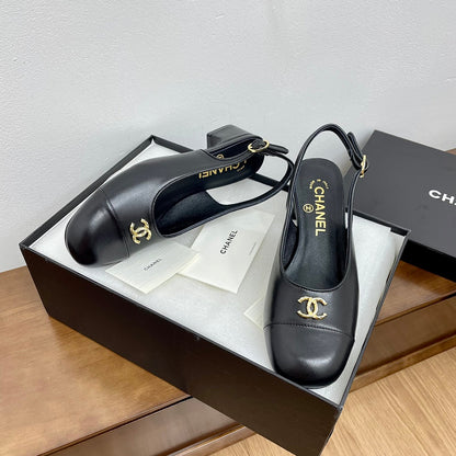 HIGH SLINGBACKS BLACK CALFSKIN