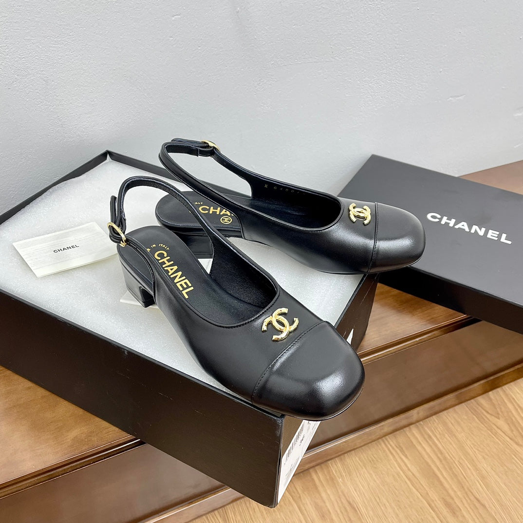 HIGH SLINGBACKS BLACK CALFSKIN