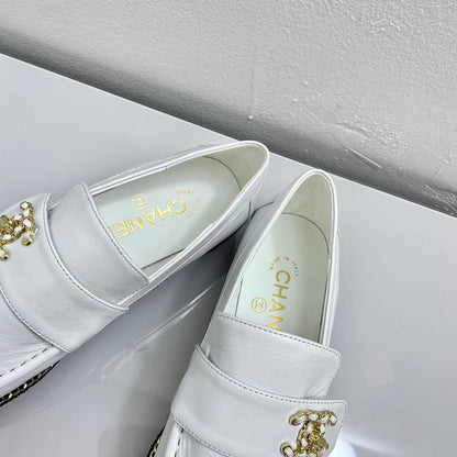 PLATFORM LOAFERS WHITE CALFSKIN