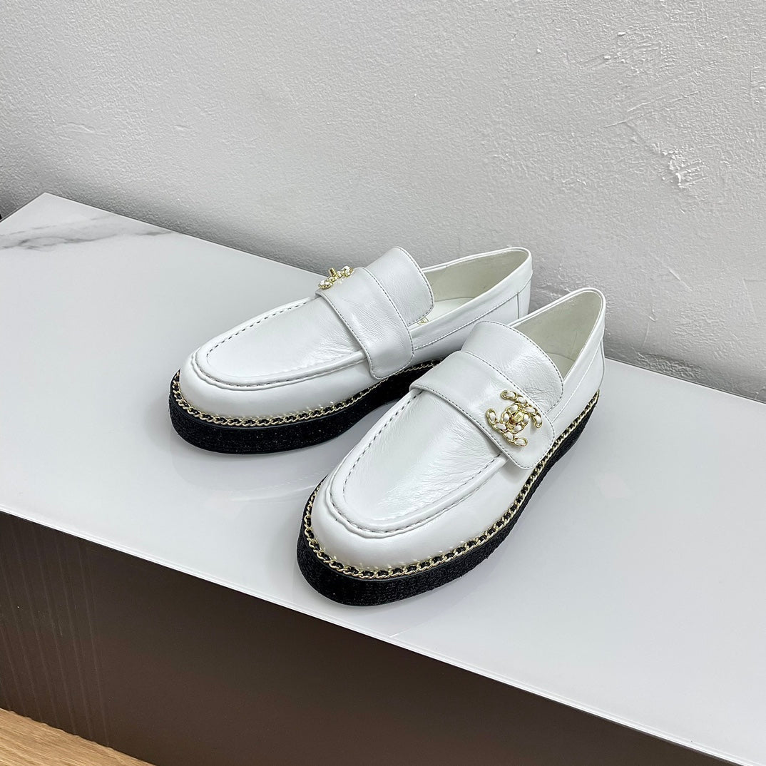 PLATFORM LOAFERS WHITE CALFSKIN