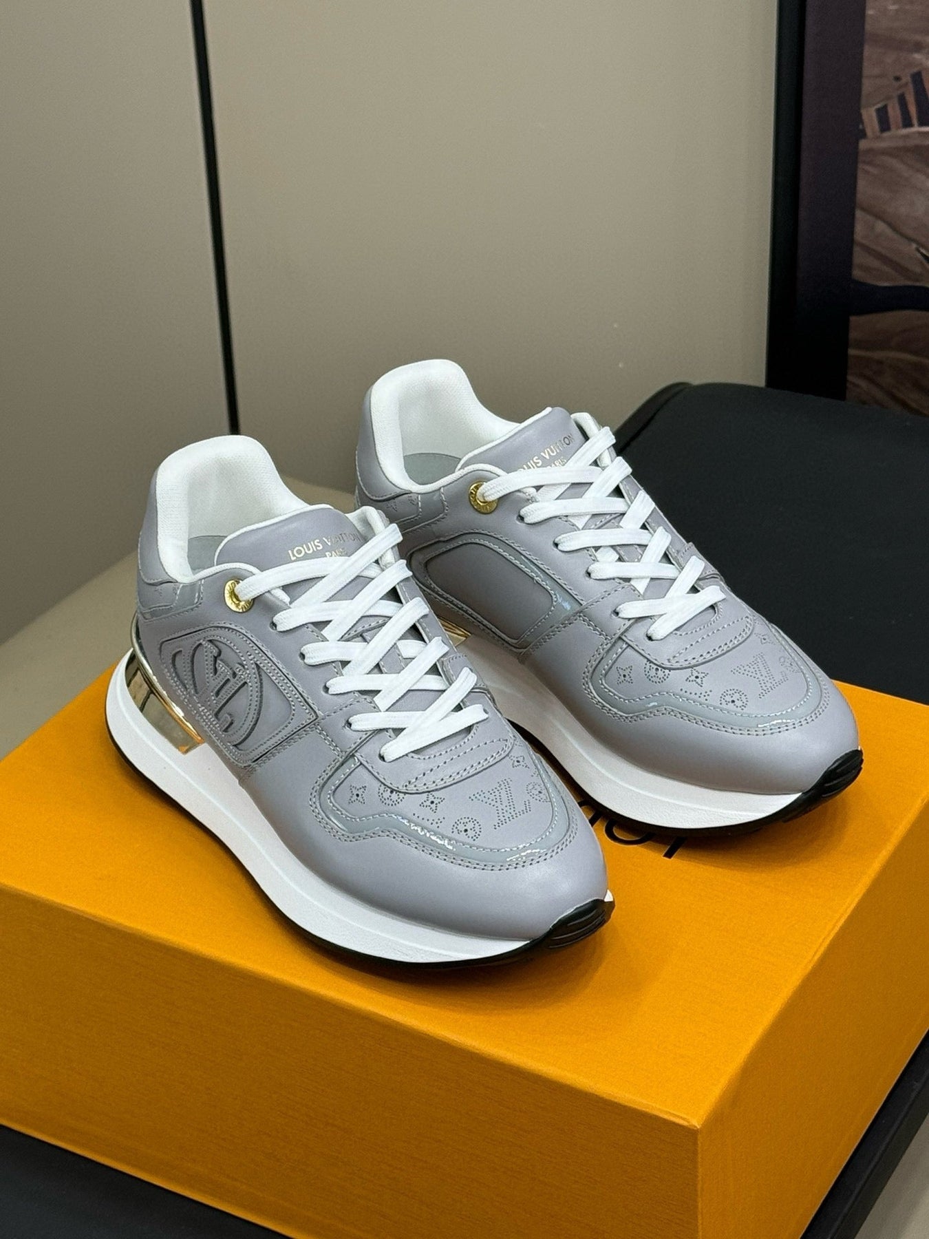 LV NEO RUN AWAY SNEAKER IN STEEL GRAY CALFSKIN