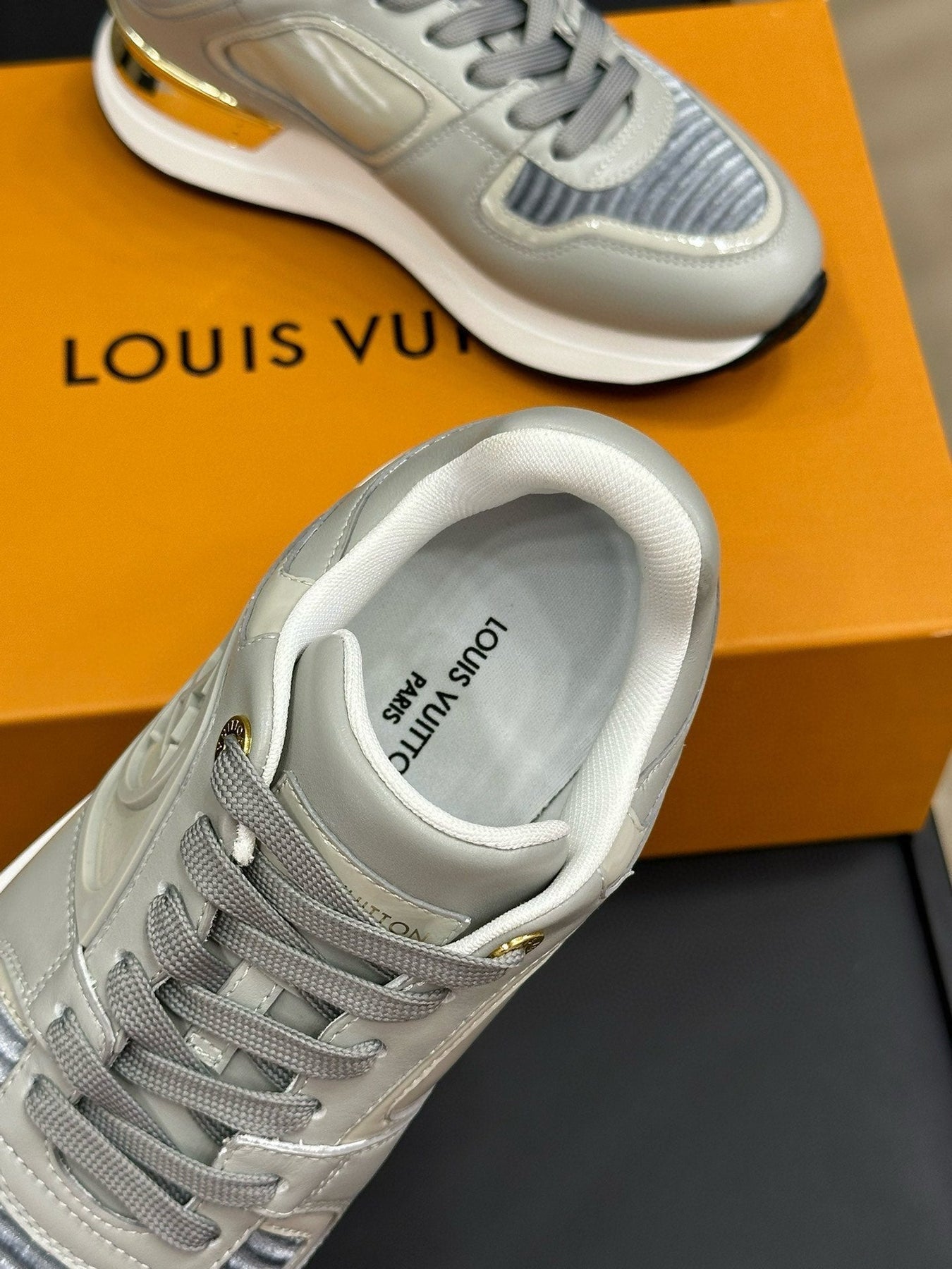 LV NEO RUN AWAY SNEAKER IN DOLPHIN GRAY CALFSKIN