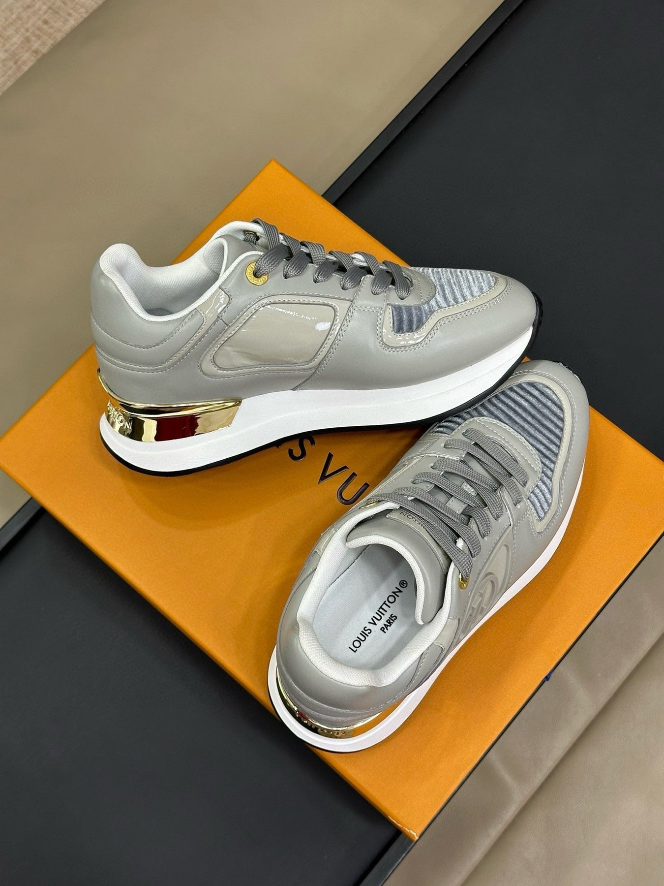 LV NEO RUN AWAY SNEAKER IN DOLPHIN GRAY CALFSKIN