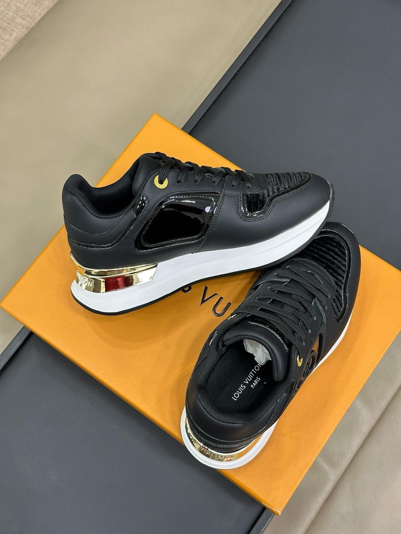 LV NEO RUN AWAY SNEAKER IN BLACK CALFSKIN