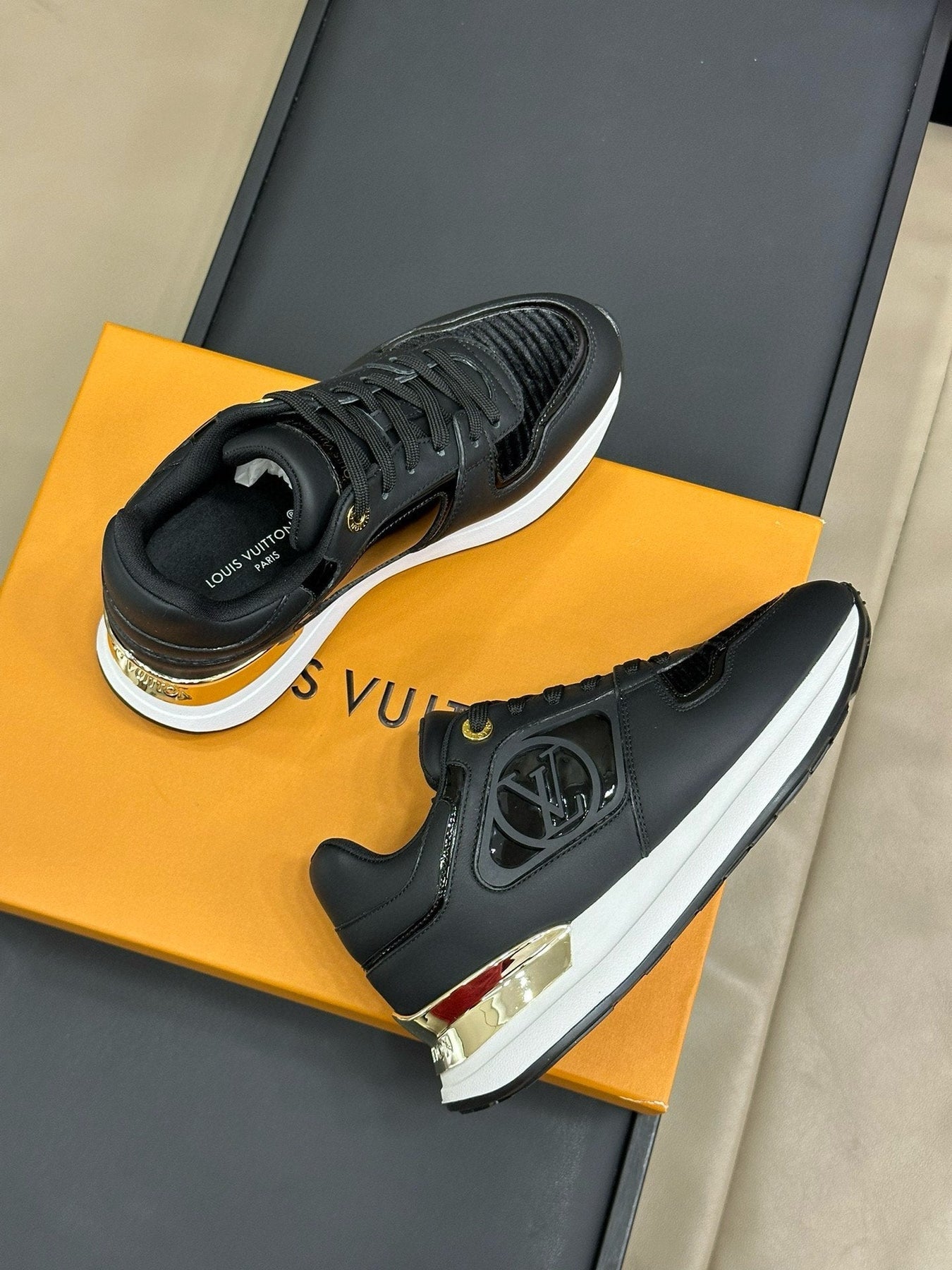 LV NEO RUN AWAY SNEAKER IN BLACK CALFSKIN