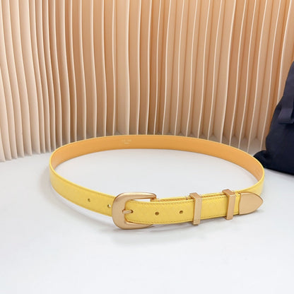 Medium Western Belt 25mm Yellow Calfskin Gold Loop Ghw