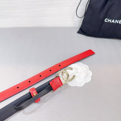 CC BELT 20 MM IN CRIMSON RED SMOOTH CALFSKIN GOLD HARDWARE ATTACH RHINSTONE