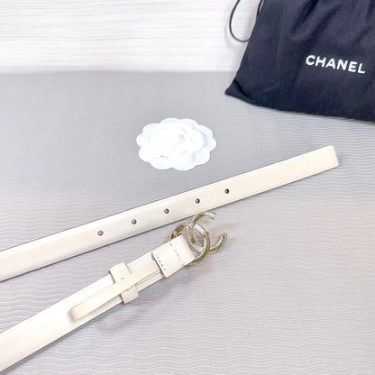 CC BELT 20 MM IN BEIGE CREAM SMOOTH CALFSKIN GOLD HARDWARE ATTACH RHINSTONE