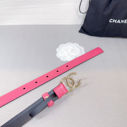 CC BELT 20 MM IN DEEP PINK SMOOTH CALFSKIN GOLD HARDWARE ATTACH RHINSTONE