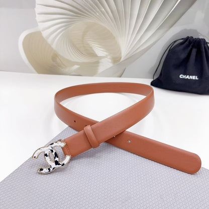 CC 30MM BELT IN TIGER ORANGE SHINNY CALFSKIN WHITE LOGO