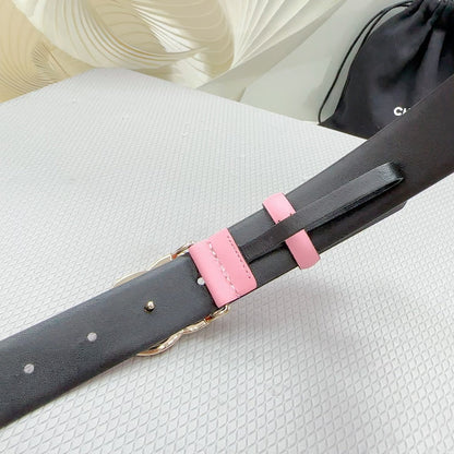 CC 30MM BELT IN PINK PASTEL SHINNY CALFSKIN WHITE LOGO