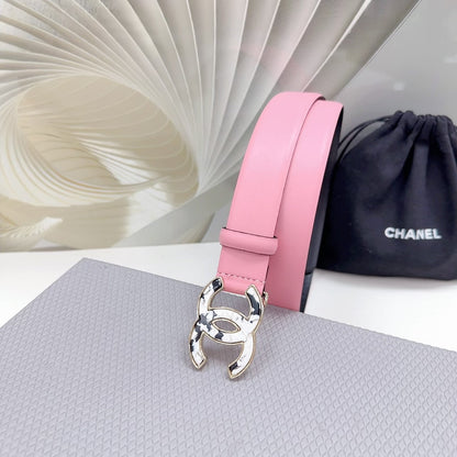 CC 30MM BELT IN PINK PASTEL SHINNY CALFSKIN WHITE LOGO