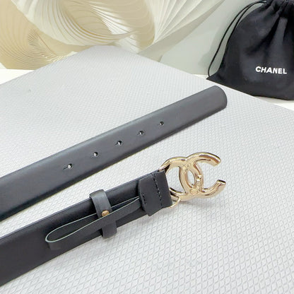 CC 30MM BELT IN BLACK SHINNY CALFSKIN WHITE LOGO
