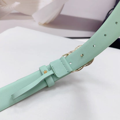 CC 30MM BELT IN GREEN MINT CALFSKIN METAL HARDWARE