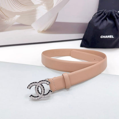 CC 30MM BELT IN DESERT SAND CALFSKIN METAL HARDWARE