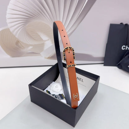 CC BELT 20 MM IN BRONZE BROWN MIX BLACK CALFSKIN GOLD HARDWARE