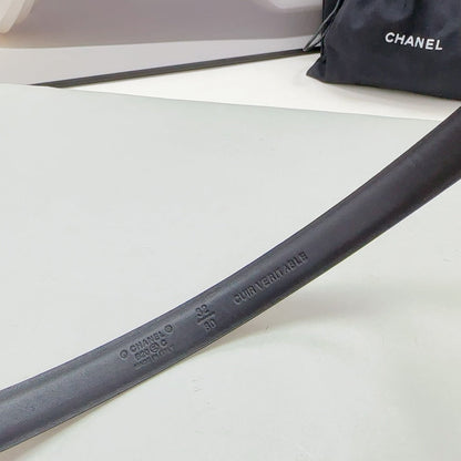 CC BELT 20 MM IN GOLD MIX BLACK CALFSKIN GOLD HARDWARE