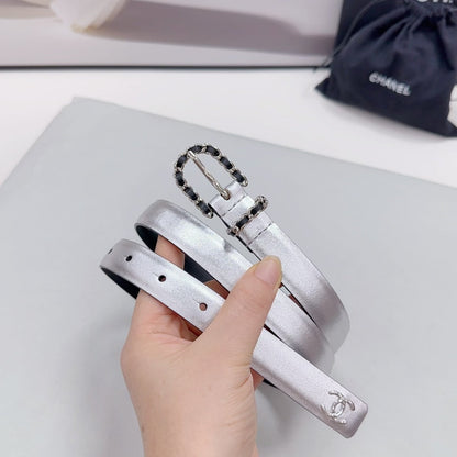 CC BELT 20 MM IN SILVER MIX BLACK CALFSKIN SILVER HARDWARE