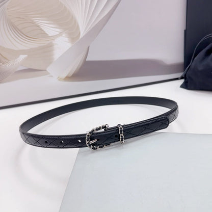 CC BELT 20 MM IN BLACK CALFSKIN SILVER HARDWARE