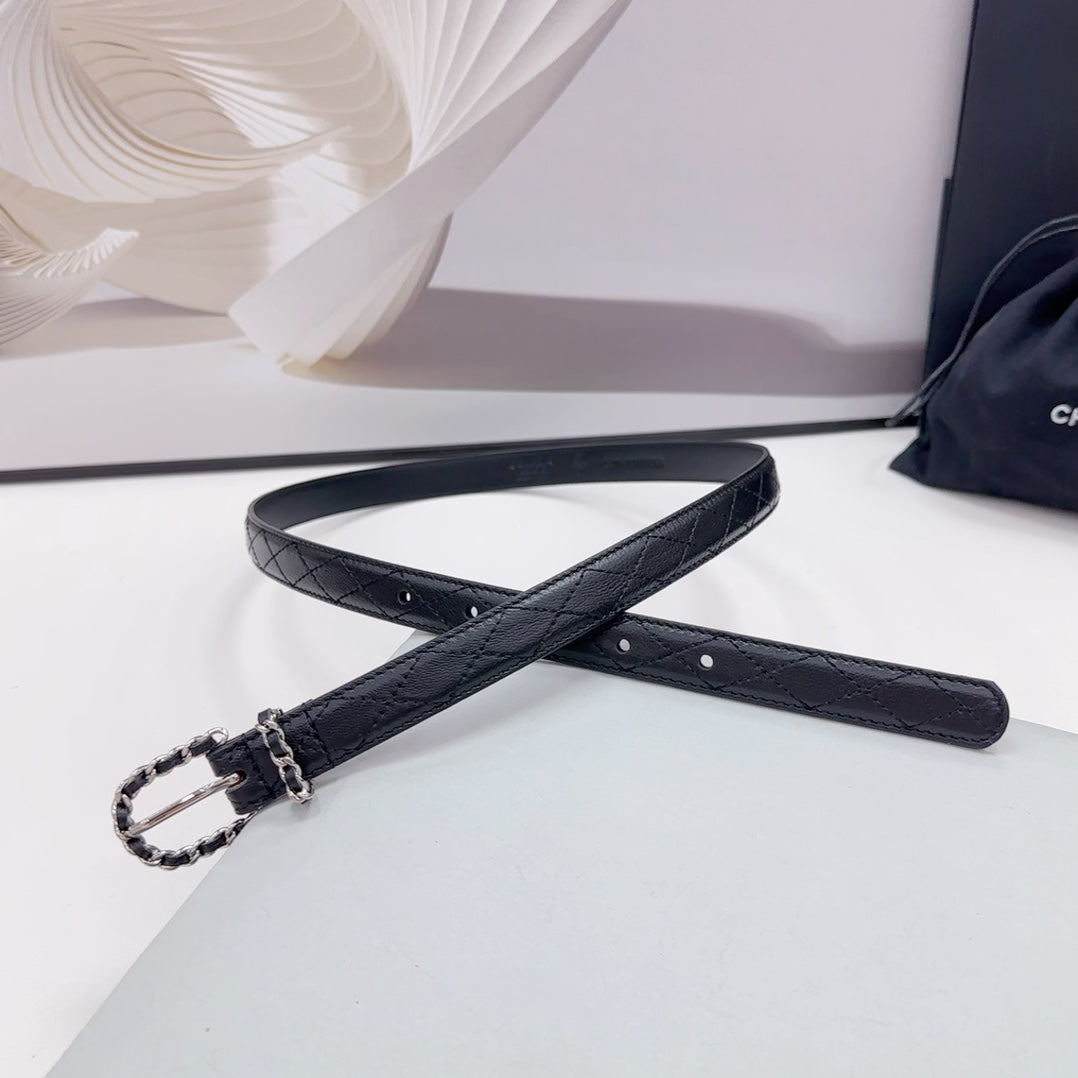 CC BELT 20 MM IN BLACK CALFSKIN SILVER HARDWARE