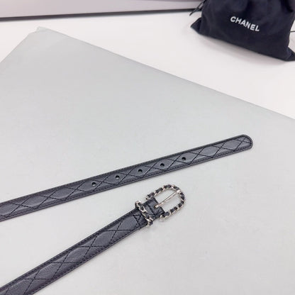 CC BELT 20 MM IN BLACK CALFSKIN SILVER HARDWARE