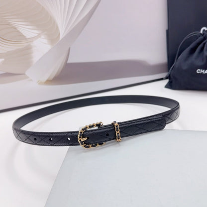 CC BELT 20 MM IN BLACK CALFSKIN GOLD HARDWARE