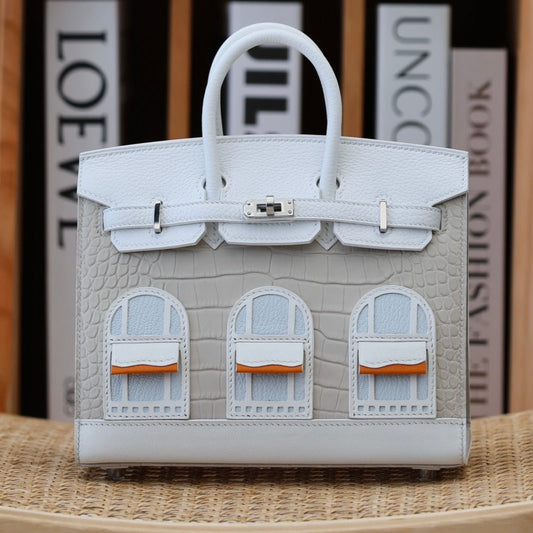 BIRKIN FAUBOURG TOUCH 20 IN PASTEL GRAY CALFSKIN WITH SILVER HARDWARE
