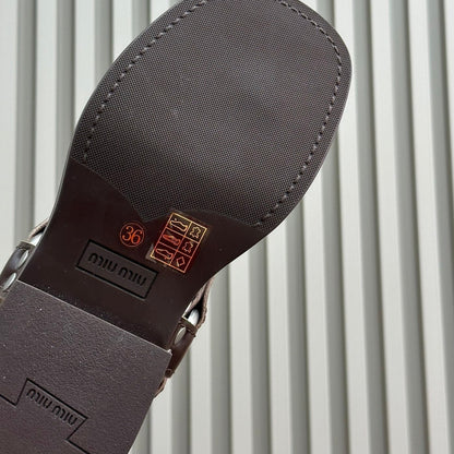 Sandals Chocolate Color Retro Sheepskin