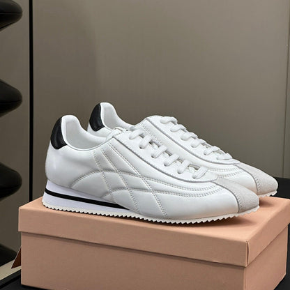 POINTED SPORTS SHOES WHITE LAMBSKIN