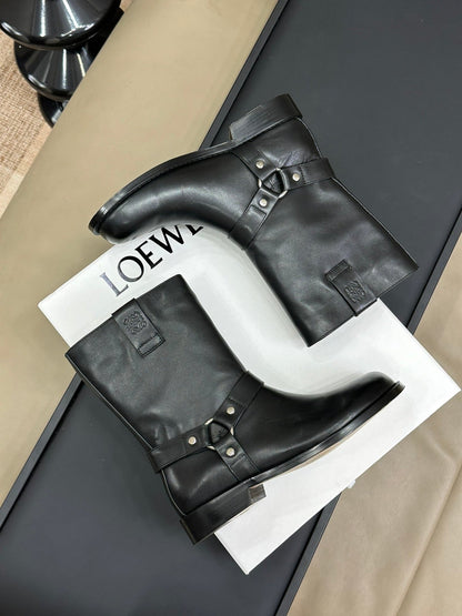 LW CAMPO BIKER BOOT BLACK CALFSKIN