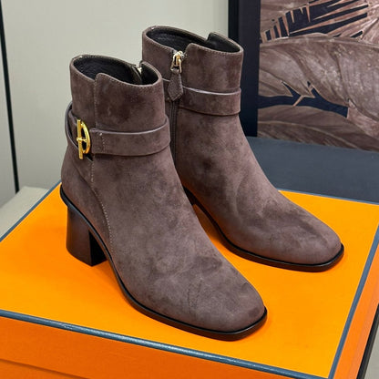 JILL 60 ANKLE BOOT IN BRUNETTE BROWN SUEDE